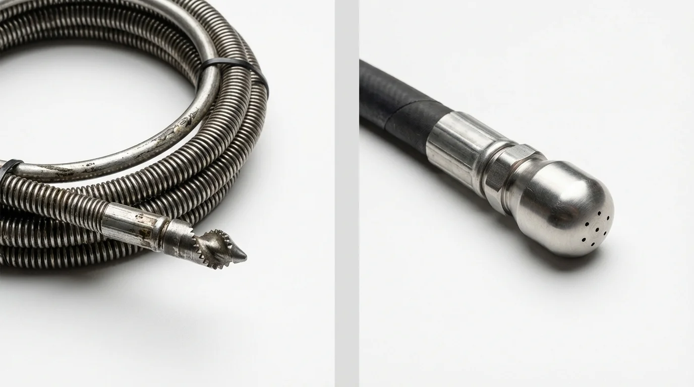 Drain snake cable and hydro jetting nozzle used for drain cleaning in Summerville, SC