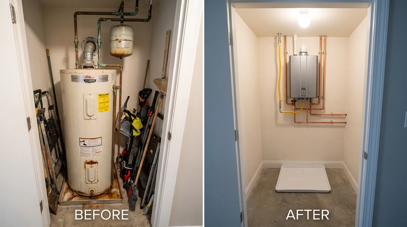 Tank water heater versus wall-mounted tankless unit comparison for Summerville, SC homeowners